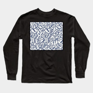 Vintage floral lace (blue invert) Long Sleeve T-Shirt